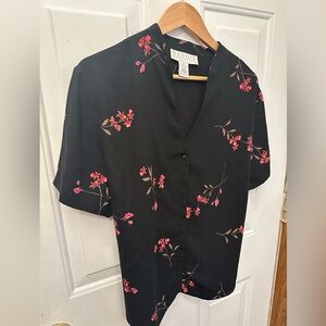 Black Floral Women's Top 2X Maggie McNaughton